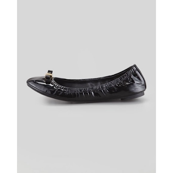 Tory Burch Eddie Bow Patent Leather Ballerina Flats - Picture 4 of 12